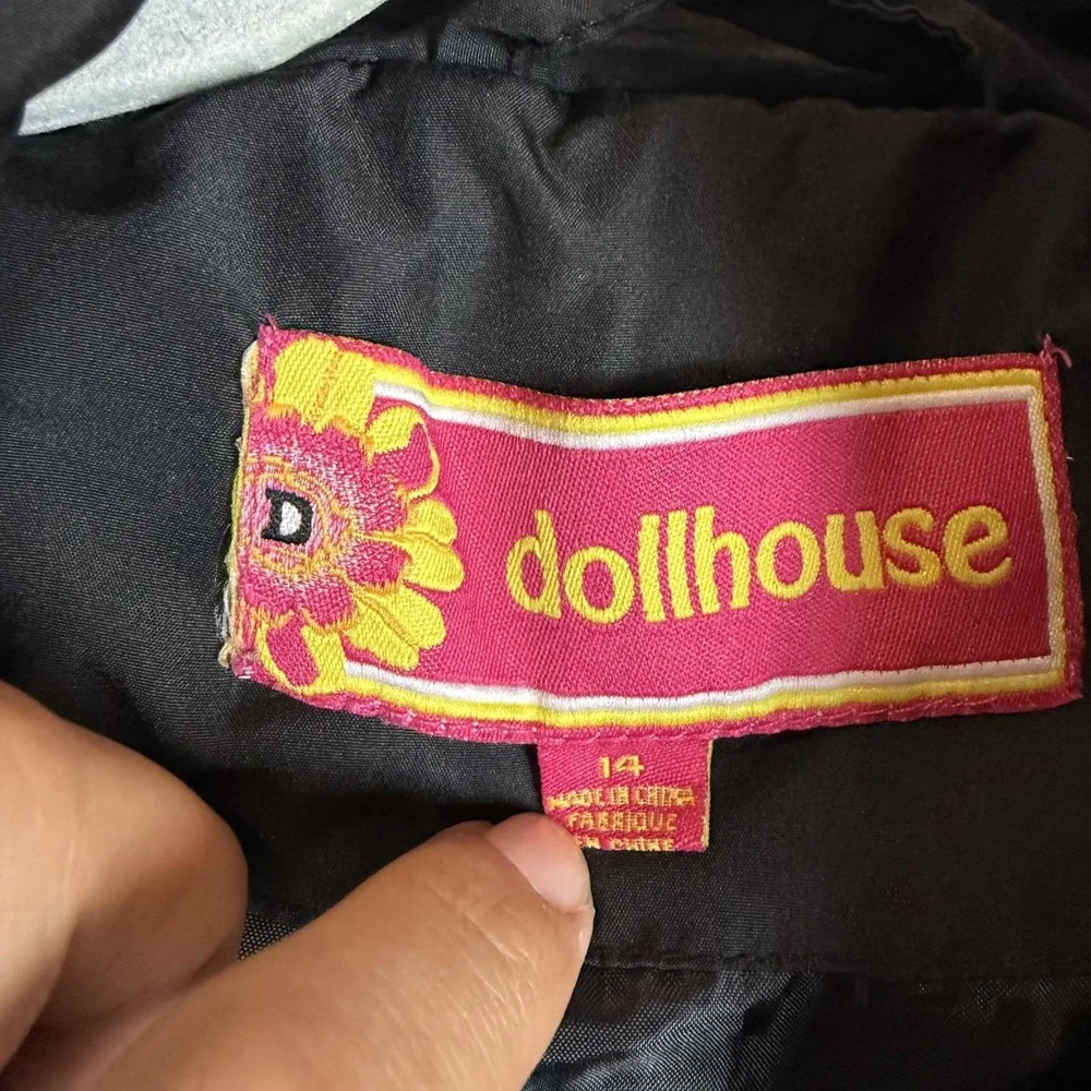 Dollhouse Vest Girls 14 Black Quilted Puffer‎ Zip Heart Pockets Fall Winter